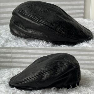 Wilsons Leather Flat Hat Mens black, size L/XL, genuine leather, classic, retro